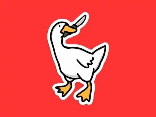 8 Meme chế chú vịt trắng trên nền đỏ giơ dao lên cao, dáng chạy vội làm cơn giận trông ngốc nghếch hơn