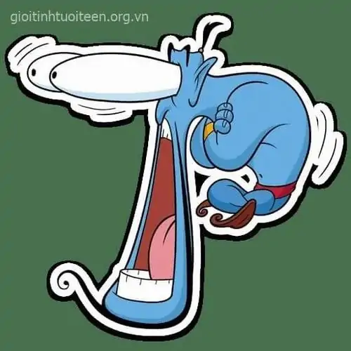 13 Con vật hoạt hình màu xanh bị kéo lệch mặt, miệng rộng ngoác trong khung nền xanh tạo biểu cảm khó tin rất lầy
