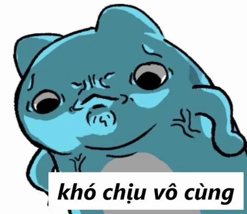 5 Chú mèo xanh hoạt hình nhe răng trợn mắt lườm nguýt đầy gai góc bên cạnh dòng phụ đề thể hiện sự ảnh chế bực mình của cư dân mạng.