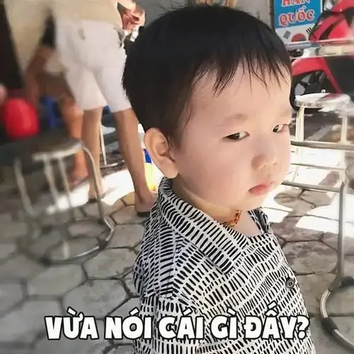 11 Ảnh động đảo mắt góc nghiêng độc đáo của cậu bé mặc áo sơ mi kẻ sọc cùng dòng chữ phụ đề thể hiện sự thách thức đầy hài hước.