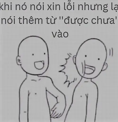2 Hai nhân vật đầu trọc đứng cạnh nhau, một người bị đánh vì thêm được chưa sau lời xin lỗi