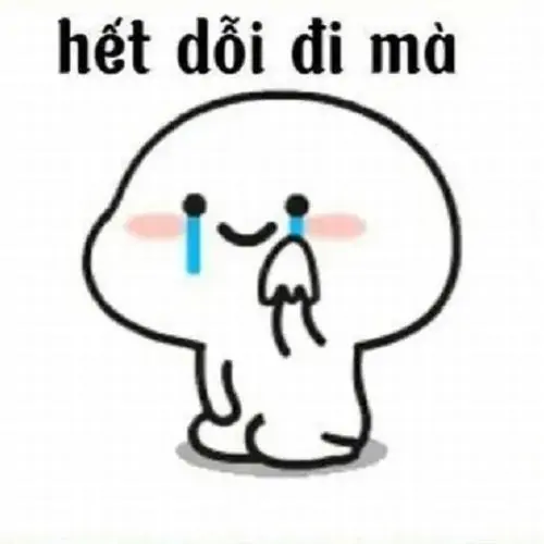 30 Nhân vật chibi tròn trịa khóc hai hàng nước mắt, tay đưa lên miệng dưới chữ hết dỗi đi mà nhìn rất mềm lòng