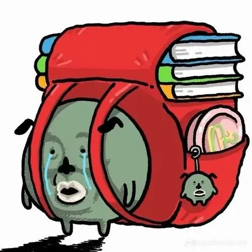 24 Meme hài chiếc ba lô đỏ nhăn nhó dưới chồng sách, mặt xanh rũ rượi gợi cảnh học hành đè nặng