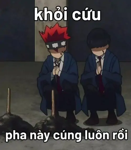 16 Ảnh vui ngao ngán cho thấy hai nhân vật mặc đồ tối ngồi gục bên nhau, chữ khỏi cứu chốt luôn pha khó đỡ