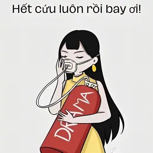 19 Cô gái minh họa mặc áo đỏ che miệng cười bối rối, dòng hết cứu luôn rồi bay ơi tạo cảm giác chọc quê