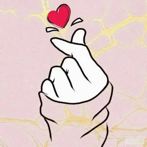 22 Bàn tay hoạt hình áo trắng búng ngón tạo tim đỏ trên nền hồng, nét vẽ đơn giản nhưng nhìn rất duyên