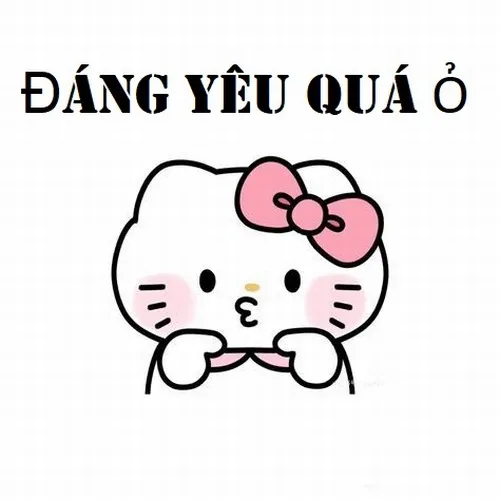 28 Ảnh vui chú mèo trắng thắt nơ hồng đặt tay trước ngực dưới chữ Đáng yêu quá ò, khen kiểu mềm xỉu