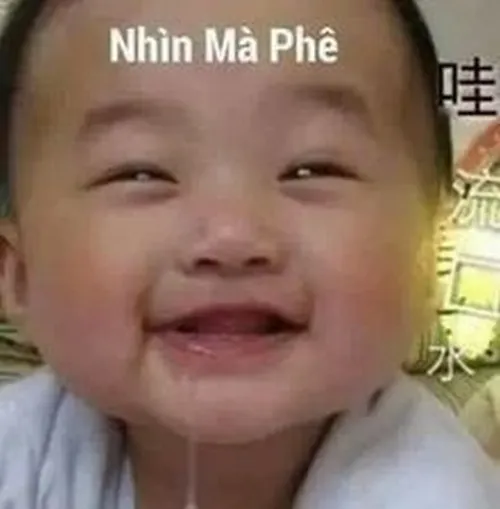 21 Em bé cười híp mắt với caption Nhìn Mà Phê, gương mặt tròn tạo cảm giác khen xong còn khoái chí