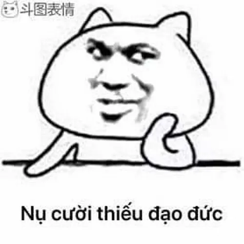 35 Nhân vật tròn nét vẽ đen trắng cười nhếch miệng bên dòng chữ Nụ cười thiếu đạo đức, nhìn đơn giản mà khó quên