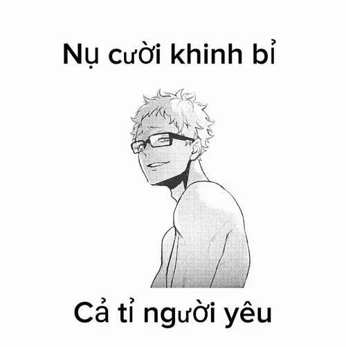 36 Meme hài đặt hình nhân vật tóc xù nhỏ dưới chữ Nụ cười khinh bỉ, nền trắng tối giản khiến nét châm biếm nổi rõ