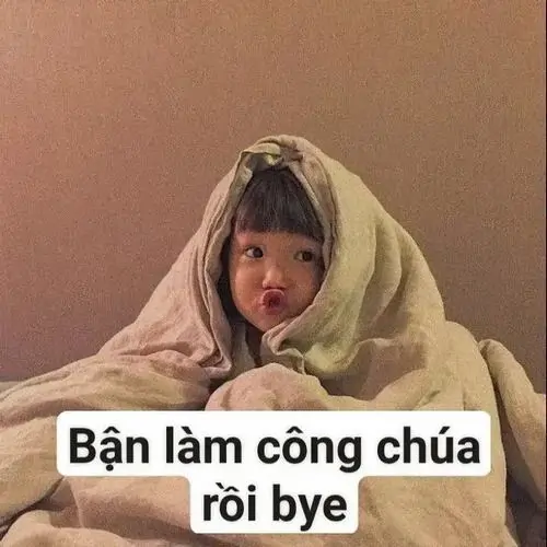 22 Bức ảnh chế bai bai quay cảnh em bé quấn trong chiếc chăn nhung dày cộm nhìn thẳng ống kính với lời chúc đầy tính cà khịa người khác.