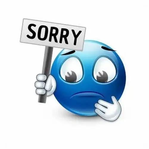 37 Hình vui chuộc lỗi có biểu tượng xanh cầm bảng Sorry, đôi mắt rưng rưng làm lời nhận lỗi nhìn hơi kịch nhưng đáng yêu
