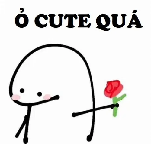 7 Nhân vật que cầm bông hồng nhìn chữ ò cute quá, kiểu khen dễ thương trong đoạn tin nhắn mà hơi run tay