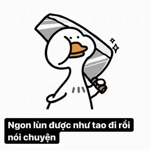 25 Ngỗng trắng trong nét vẽ tối giản đứng nghiêng người, cánh ôm dao nhỏ nhưng gương mặt bình thản khiến cảnh dọa trông hiền