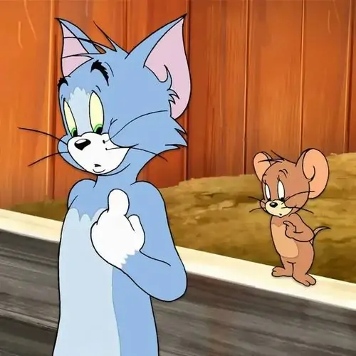 20 Khoảnh khắc buồn cười của Tom và Jerry hiện rõ khi Tom chỉ tay ngạc nhiên, còn Jerry đứng đối diện như vừa nói điều khó tin